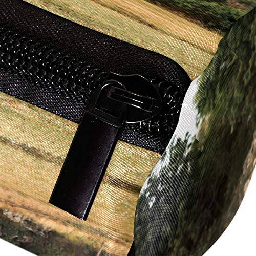 Estuche redondo para lápices con estuche de almacenamiento para papelería, organizador de monedas, bolsa de maquillaje, suministros para estudiantes para escuela, trabajo, oficina, marrón