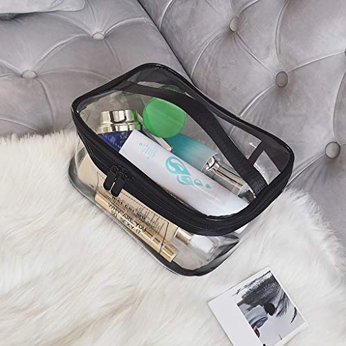 Estuche Transparente de Maquillaje Bolsa Práctica para Guardar Utensilios Cosméticos Make-up Pounches PVC Grueso Suave