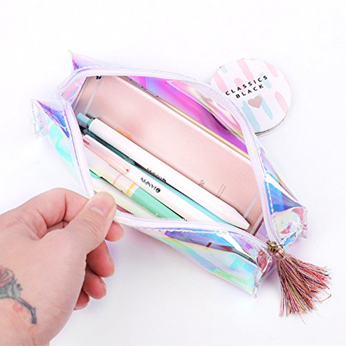 Estuche Transparente Multicolor Caja de Lápiz Pencil Case Funda de Lápices Regalo Estuche Escolar