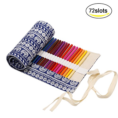 estuches enrollable de lápiz KAKOO estuche arte de bolso de lona de enrollable para guardar lapices de colores, boli de gel