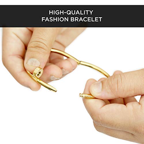 ETCBUYS Brazalete De Clavos De Acero Inoxidable De Titanio - Brazaletes Unisex Punk Para Los Hombres De Las Mujeres Joyería De Regalo - Pulsera De Diseño Creativo De Lujo Con Amor De Uñas - 4 Piezas