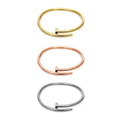 ETCBUYS Brazalete De Clavos De Acero Inoxidable De Titanio - Brazaletes Unisex Punk Para Los Hombres De Las Mujeres Joyería De Regalo - Pulsera De Diseño Creativo De Lujo Con Amor De Uñas - 4 Piezas