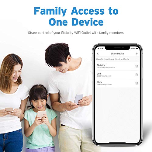 ETEKCITY ESW01-EU Enchufe WiFi Inteligente Programable, Interruptor y Temporizador WiFi, Monitor de Energía, Compatible con Alexa, Google Home, IFTTT y VeSync para iOS y Android, 2300W (2 Pack)