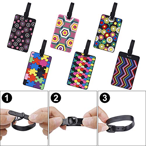 Etiquetas para Equipaje PVC Impermeable Etiquetas de Identificación de la Maleta con la Hebilla Bolso ID Tag portatarjetas para Viajes Negocios 6Pcs