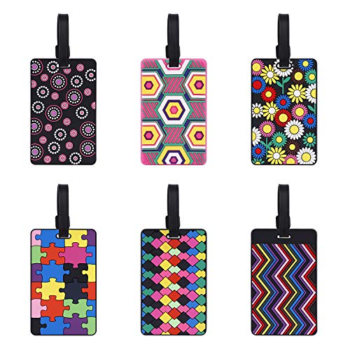 Etiquetas para Equipaje PVC Impermeable Etiquetas de Identificación de la Maleta con la Hebilla Bolso ID Tag portatarjetas para Viajes Negocios 6Pcs