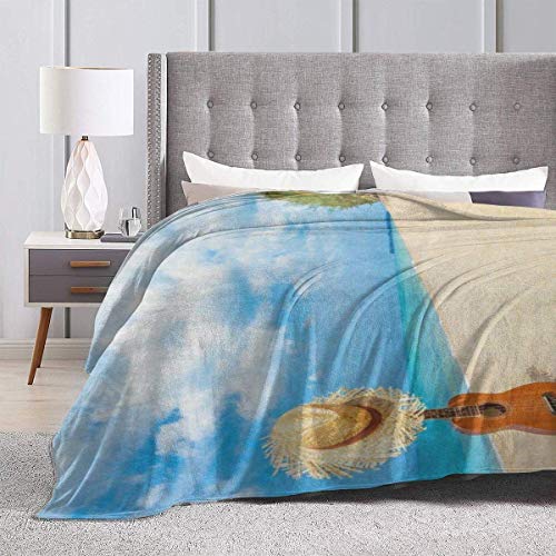 Etryrt Manta, Luxury Collection Microplush Flannel Fleece Blanket Summer Beach Palm Tree Guitar Lightweight All-Season Anti-Static for Fleece Throw Sofa Couch Bed 50"x40"