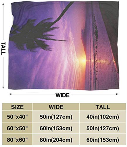 Etryrt Manta, Throw Blanket Ultra Soft Purple Sunset and Palm Lightweight All-Season Anti-Static for Fleece Throw Sofa Couch Bed 60"x50"