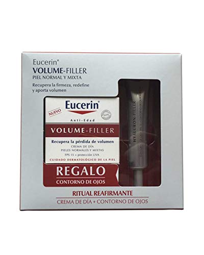 Eucerin Volume-Filler Crema De Dia Piel Normal Mixta 50 Ml+ Hyaluron-Filler Contorno de Ojos Fps15 15 Ml REGALO
