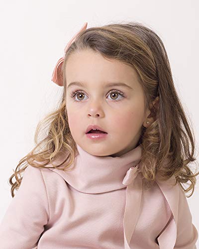 EVE CHILDREN - Vestido para niña Color Rosa Maquillaje. Manga Larga con plieges. Cuello Alto Adornado con Lazo. Forro Interior (Rosa Maquillaje, 8 Años)