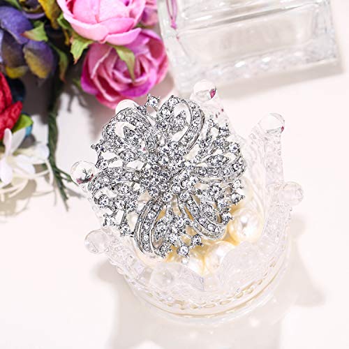 EVER FAITH® - Cristal Austriaco Clasico Inspirado Flores para Boda Broche Claro-Plata-Tono A02444-2