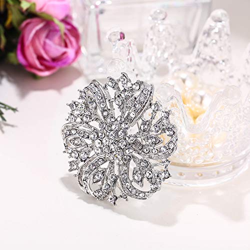 EVER FAITH® - Cristal Austriaco Clasico Inspirado Flores para Boda Broche Claro-Plata-Tono A02444-2