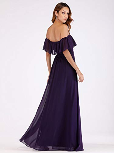 Ever-Pretty A-línea Vestido de Noche Verano para Mujer Morado Oscuro 36