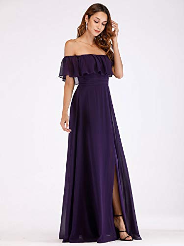 Ever-Pretty A-línea Vestido de Noche Verano para Mujer Morado Oscuro 36