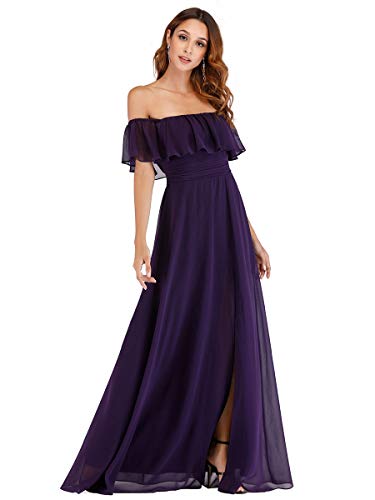 Ever-Pretty A-línea Vestido de Noche Verano para Mujer Morado Oscuro 36