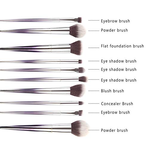 Everpert Espejo Cosmético Cepillos Gradiente Sombra de Ojos Cepillo Maquillaje Kit 10pcs/set