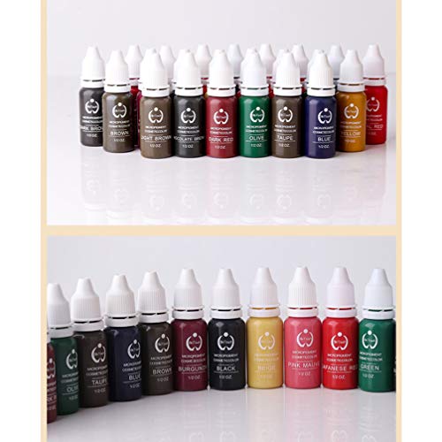 EXCEART 23 Piezas Micropigmentos Maquillaje Permanente Tintas Cosméticas para Tatuaje Delineador de Cejas Labio Tatuaje (Color Mixto)