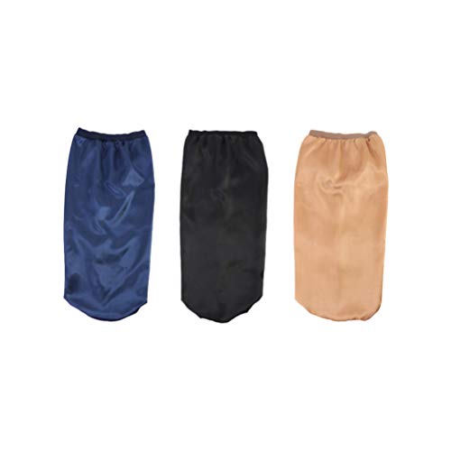 EXCEART 3 Piezas de Gorro de Dormir de Satén Largo Gorro de Noche Sedoso Banda Elástica para Mujeres Trenzas Rizadas Rastas Pelo Largo Negro Azul Marino Dorado