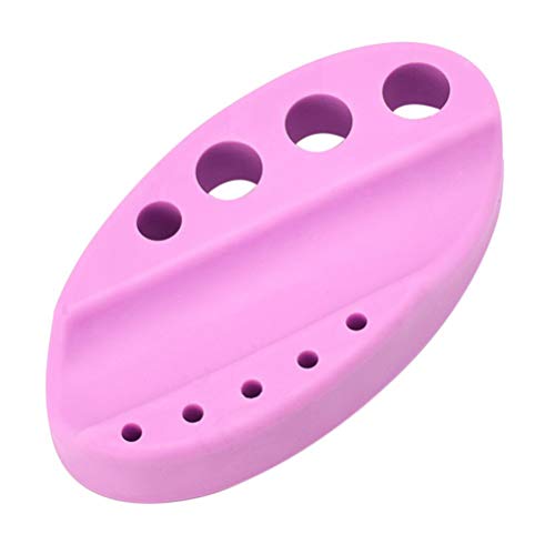 EXCEART 9 Agujeros Titular de Maquillaje Permanente Silicona Ceja Tatuaje Pigmento Organizador Tinta Hisopos de Algodón Portavasos Suministros de Microblading para Accesorios de Tatuaje (Púrpura)