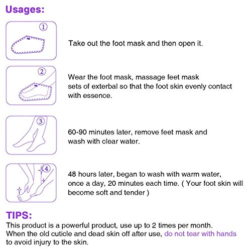 Exfoliante Pies Peel Mask – 2 pares Bebé Suave Pies –Best Peeling Gel calcetines – Pie callos, callos Peels seco muerta agrietada piel tacones – Ingredientes Naturales Sin Dolor No de fregar