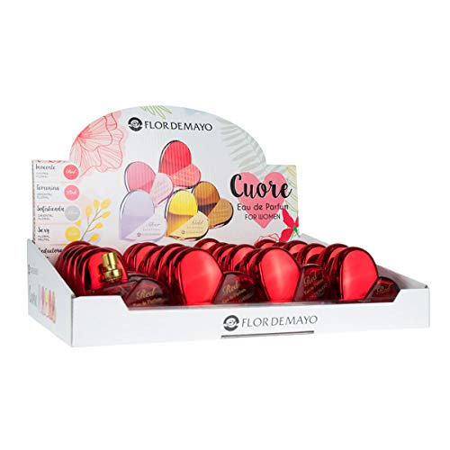 Expositor 23ud. Mini Colonia Cuore Red para mujer. Con Téster de regalo. 24 x 20ml