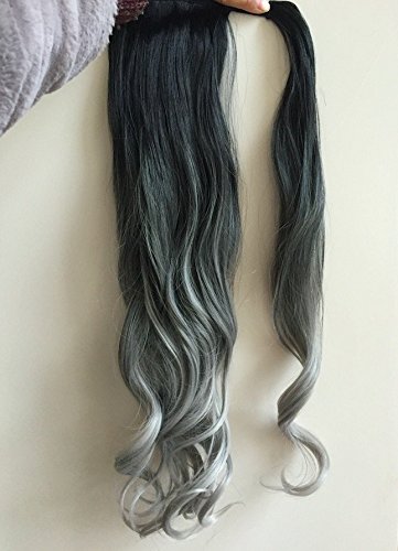 Extensión de pelo ondulado con clip de 50,8 cm de largo, mechas ombré (teñido por inmersión); extensión de pelo para recogidos, coletas