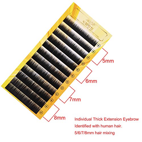 Extensión del Ceja postizas negro mezcla cejas falso individual 5 – 8 mm