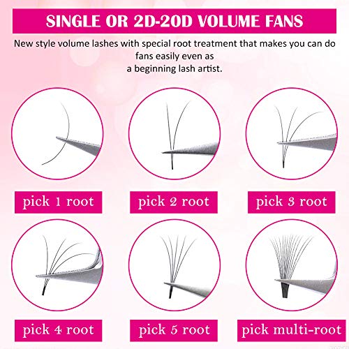 Extensiones de Pestañas de Volumen Fácil Ventilador 0.07 D Rizo 20-25mm Longitud de Mezcla 2D 3D 5D-20D Natural Pestañas Falsas de Seda para Salón Profesional Maquillaje