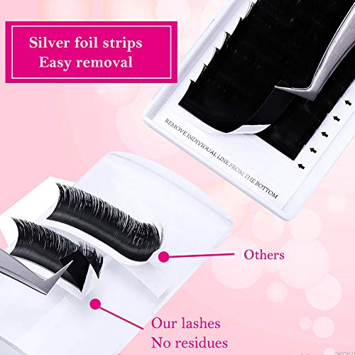 Extensiones de Pestañas de Volumen Fácil Ventilador 0.07 D Rizo 20-25mm Longitud de Mezcla 2D 3D 5D-20D Natural Pestañas Falsas de Seda para Salón Profesional Maquillaje