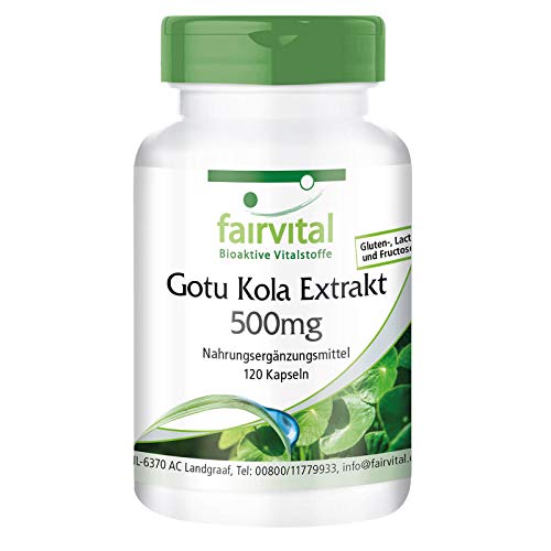 Extracto de Gotu Kola 500mg - Centella asiatica - Dosis elevada - VEGANO - 120 Cápsulas