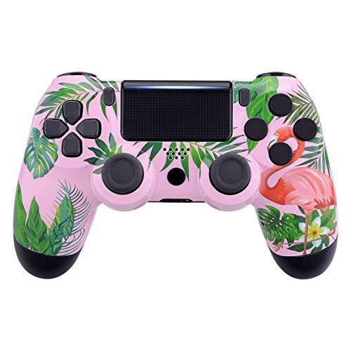 eXtremeRate Carcasa Mando PS4 Funda Delantera Protectora de la Placa Frontal Cubierta reemplazable para Mando del Playstation 4 PS4 Slim Pro con JDM-040 JDM-050 JDM-055 Flamenco Tropical