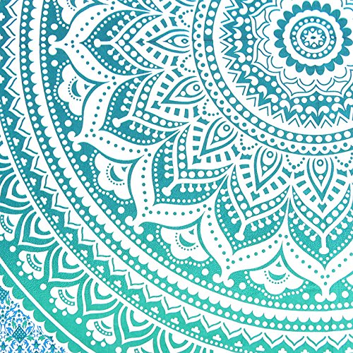 Eyes of India - Hippie Indio Mandala Tapiz Decoración de Pared Dormitorio Bohemio Decorativo - Verde #1, 84 X 94 in. (213 X 238 cm)