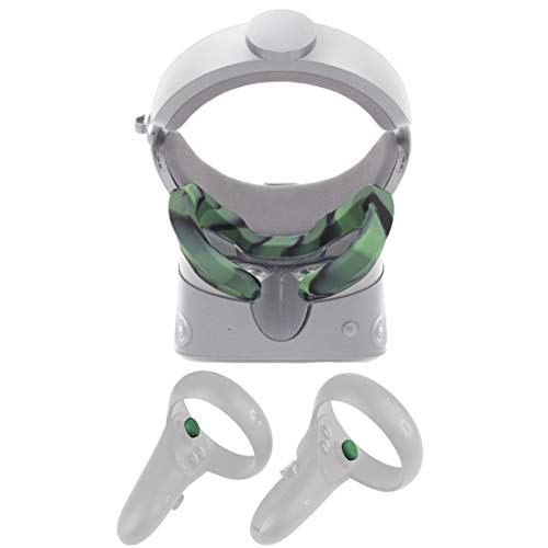Eyglo Silicon VR Cover Facial +Tapas del Palillo del Pulgar para Oculus Rift S VR Headset Resistente al Sudor Impermeable Almohadillas Faciales de Repuesto(Camuflaje)