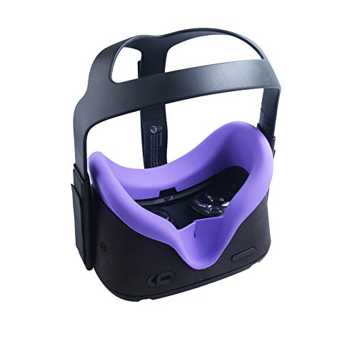 Eyglo Silicon VR Mascarilla Facial para Oculus Quest VR Headset Resistente al Sudor Impermeable Almohadillas Faciales de Repuesto (Morado)