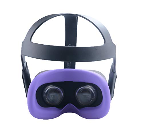 Eyglo Silicon VR Mascarilla Facial para Oculus Quest VR Headset Resistente al Sudor Impermeable Almohadillas Faciales de Repuesto (Morado)