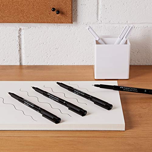 Faber-Castell 167115 - Pack de 4 rotuladores Pitt Artist Pens Black Fineliner, surtido de 4 puntas, XS, S, F, M, color negro