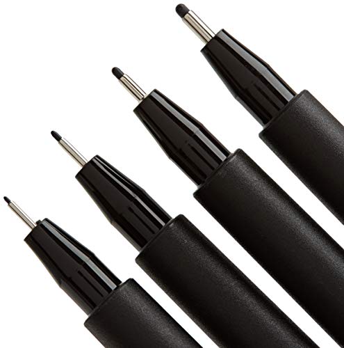 Faber-Castell 167115 - Pack de 4 rotuladores Pitt Artist Pens Black Fineliner, surtido de 4 puntas, XS, S, F, M, color negro