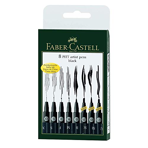 Faber-Castell 167137 - Pack de 8 rotuladores Pitt Artist Pens Black, color negro