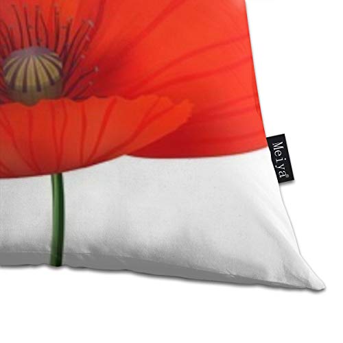 Fabulous_Woo - Funda de cojín con diseño de amapolas, 50 x 50 cm, color rojo