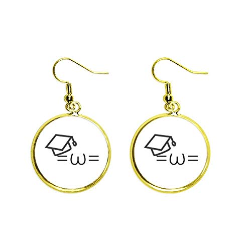Face I Love Study Expression - Pendientes de gota dorados para mujer
