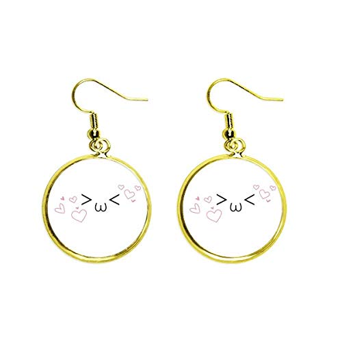Face Love You Expression - Pendientes de gota dorados para mujer