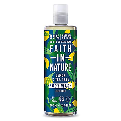 Faith in Nature Gel de Baño Natural de Limón y Árbol del Té, Refrescante, Vegano y No Testado en Animales, sin Parabenos ni SLS, 400 ml