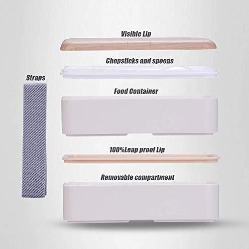 Fambrera Infantil, Lunch Box, 1200ml Fiambrera con Lonchera Doble, Cuchara Tenedor Lonchera, Bento Box Sostenible, para Microondas y Lavavajillas (Rosado)