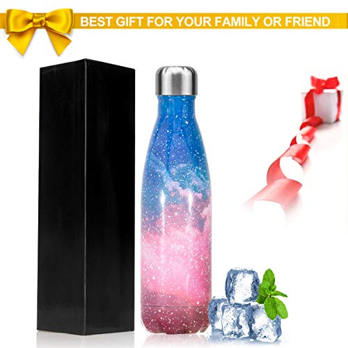 Fancytimes 350/500/750ml Botella de Agua Acero Inoxidable, Aislamiento de Vacío de Doble Pared, Estanqueidad, sin Fugas, Reutilizable para - para Correr, Gimnasio, Yoga, Ciclismo