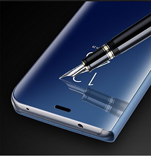 FANFO Samsung Galaxy A7 2018 Funda - Modelo Inteligente Fecha/Hora Ver Espejo Brillante tirón del Caso Duro con para el Samsung Galaxy A7 2018, Oro