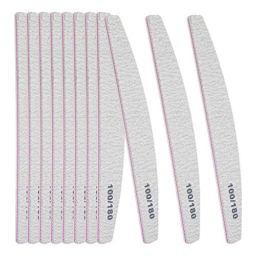 fanshiontide 25 piezas limas de uñas Lima profesional de uñas, Herramientas de manicura de placa de esmeril de arena 100/180 en doble cara adecuadas para pulir & estilizar uñas