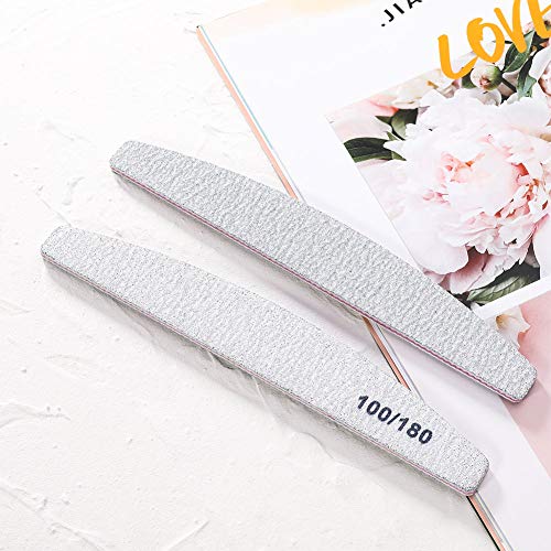 fanshiontide 25 piezas limas de uñas Lima profesional de uñas, Herramientas de manicura de placa de esmeril de arena 100/180 en doble cara adecuadas para pulir & estilizar uñas