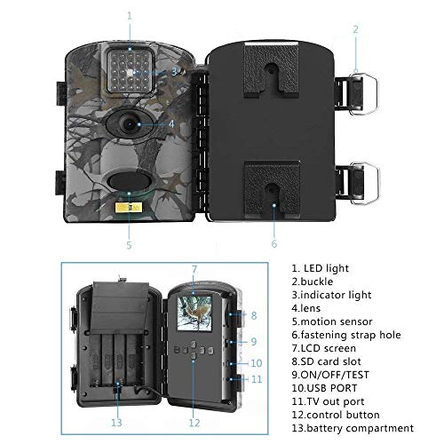 Fantasky Cámara de Caza 16MP 1080P Cámara de vigilància de la Vida Silvestre,Cámara de Juego de detección Nocturna sin LED de Brillo Diseño Impermeable IP65 (Cian)