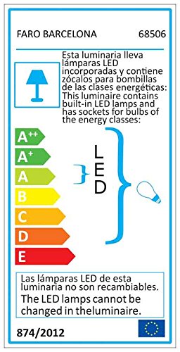 FARO BARCELONA MOMA-2, Lámpara de Pared LED G45 E27 4W 2700K 450LM, Blanco, 1 x E27 60W y led de Alta Potencia 1W 6000K (Bombilla incluida)