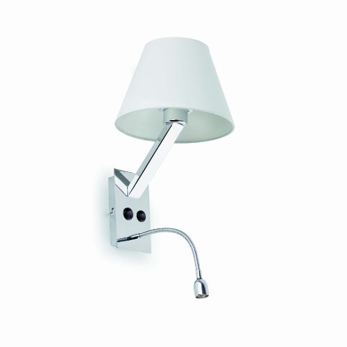 FARO BARCELONA MOMA-2, Lámpara de Pared LED G45 E27 4W 2700K 450LM, Blanco, 1 x E27 60W y led de Alta Potencia 1W 6000K (Bombilla incluida)