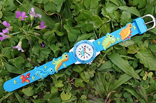 Fashionable-Shop - Reloj de cuarzo japonés para niños y niñas, diseño de dibujos animados, silicona, resistente al agua, 3 – 10 años, color azul